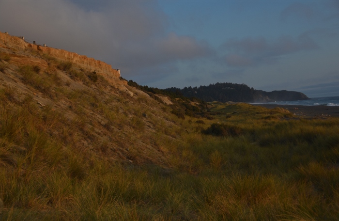 setting sun hits side of cliff